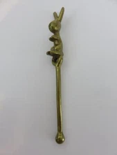Midcentury Figural Brass Muddler Bunny Rabbit Cocktail/Drink Stirrer