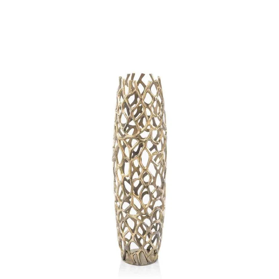 32 Aluminum Gold Twigs Cylinder Floor Vase - Image 3 of 4