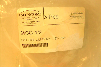 qty 3 - MENCOM MCG-1/2 Cable Gland Nickel Plated Brass, nib