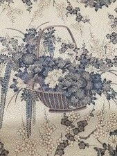 @@scraps, tessuto di seta kimono giapponese 13"x41" /bianco, rosa, cesto di...