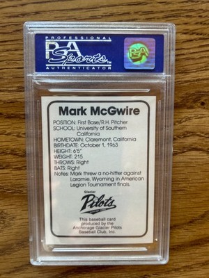 1982 Anchorage Glacier Pilots Mark McGwire PSA 9 MINT **Great