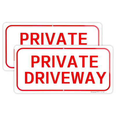 2 Pack Private Driveway Sign, 14''x 7'' .04'' Aluminum Reflective Sign Rust Free Al