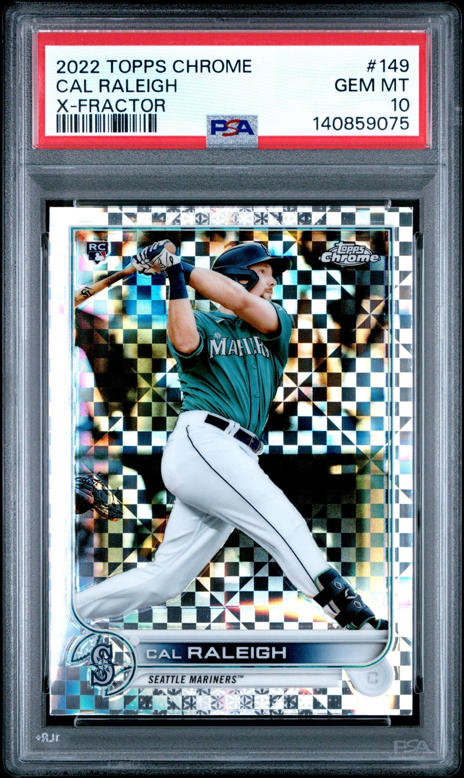 2022 Topps Chrome #149 Cal Raleigh X-Fractor Rookie Card RC PSA 10