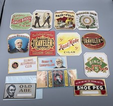 #1 Lot of 14 Vintage Paper Cigar Advertising Labels