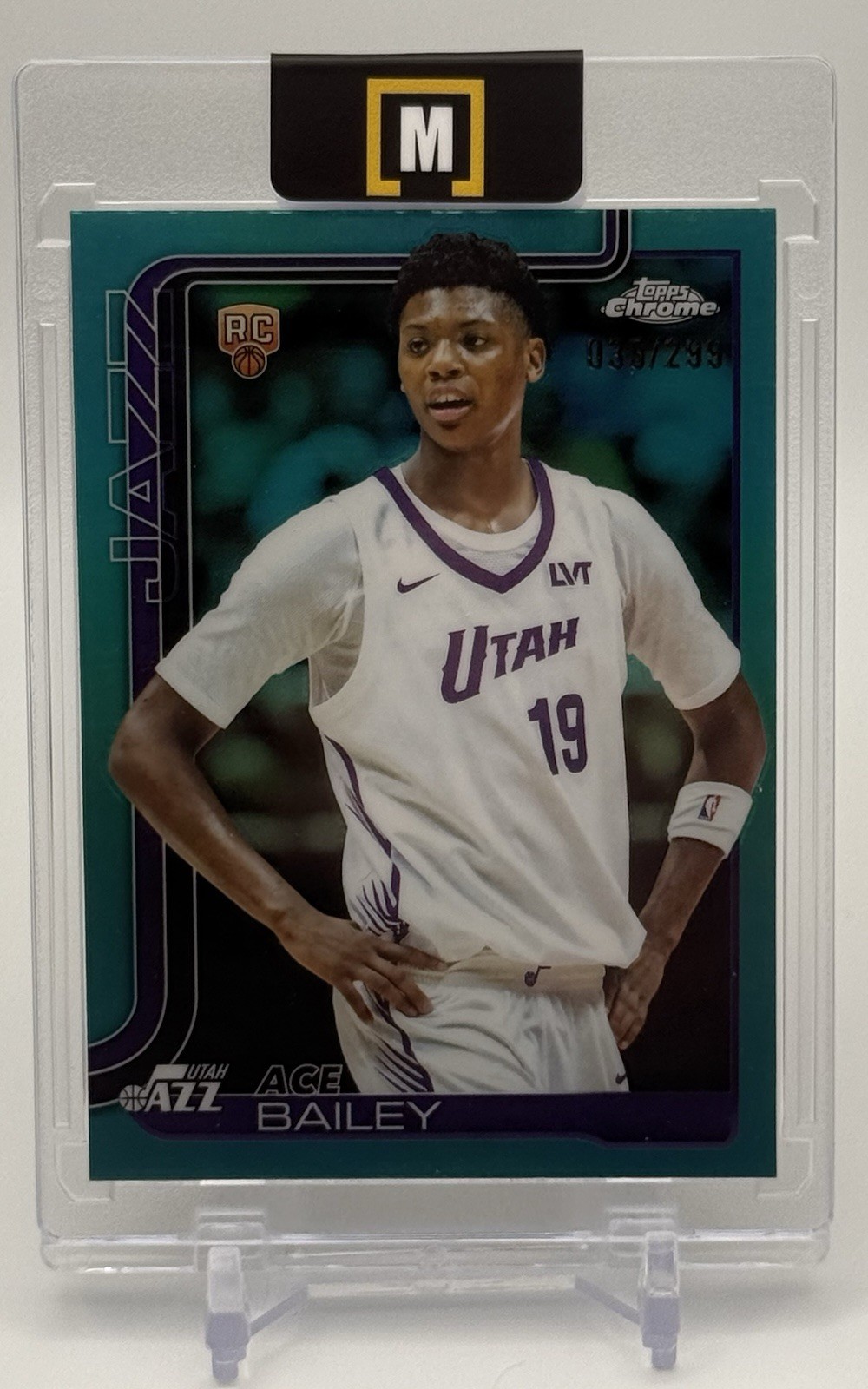 2025 Topps Chrome Ace Bailey RC Teal Refractor /299 #255 Utah Jazz