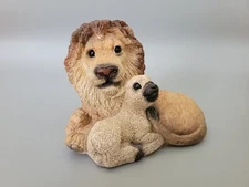 Stone Critters Lion With Lamb Vintage 1987 Made In USA Figurine