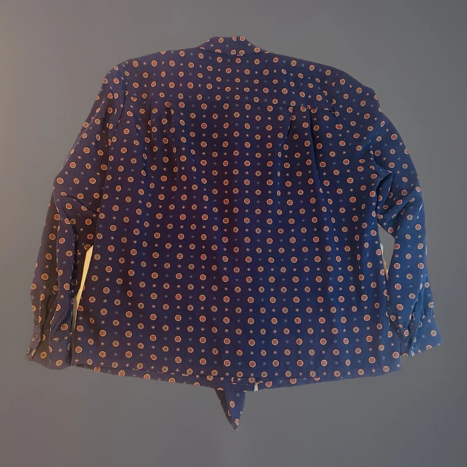 Винтажная женская блузка 80-х Pendleton Country Sophisticates с галстуком размер XL темно-синяя - Изображение 2 из 4