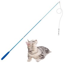Retractable Cat Wand - Interactive 3-Section Teaser Toy, Fishing Pole Blue
