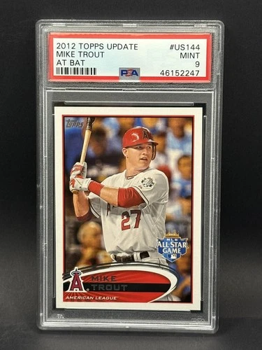 PSA 9 MINT Mike Trout 2012 Topps Update #US144 (At Bat)