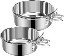 2 Pcs Stainless Steel Large Dog Hanging Crate Bowl Set, 82  44 OZ