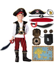 Kids Pirate Costume Boys Captain Pirate Outfit Set for Toddler Halloween Party