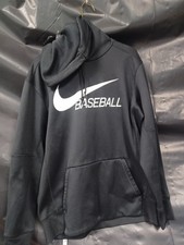 Nike Baseball Dri-Fit Big Logo Hoodie Black Men's Size Large Sports Big Check