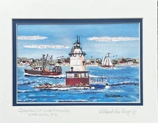Conimicut Lighthouse Art Print Warwick RI Narragansett Bay wall decor gift light