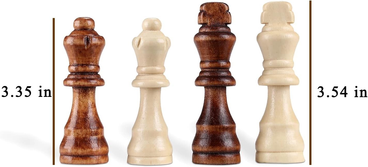 62 Pieces Wooden Checker Pieces & Chess Pieces 2 in 1 Chess Game Set ...