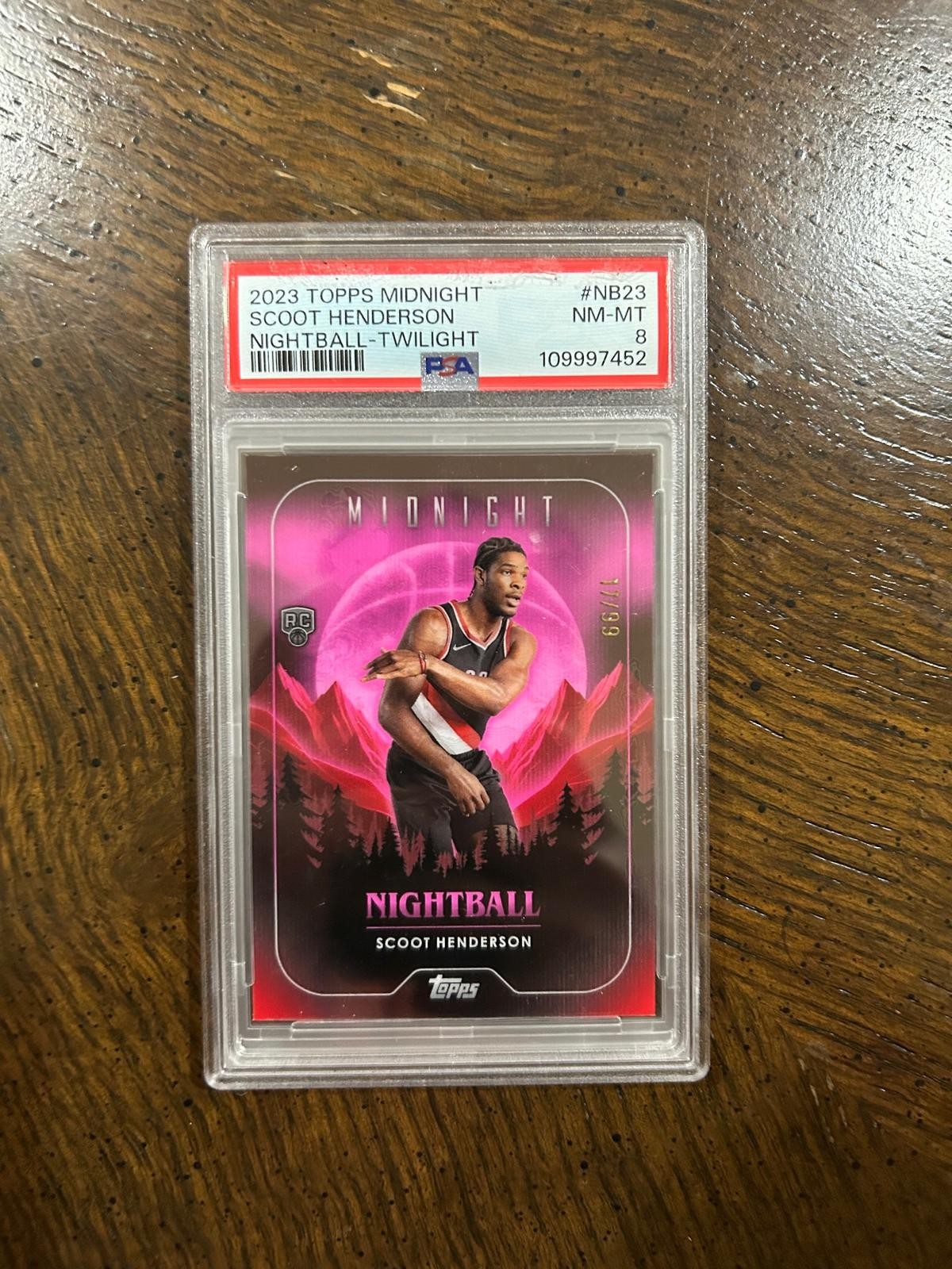 2023-24 Topps Midnight Scoot Henderson Nightball Twilight #/99 ROOKIE RC PSA 8