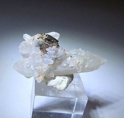 ***WOW OLD-Dbl.terminated Quartz crystals Gold Pyrite, mine Peru***