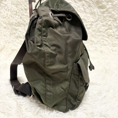 PRADA Tessuto Nylon Backpack Khaki Triangle Logo Vintage Unisex