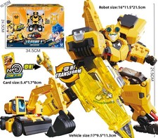 Metal Cardbot DEXTER Giallo Pala Elettrica Trapano Trasformatore Robot Auto Card Giocattolo