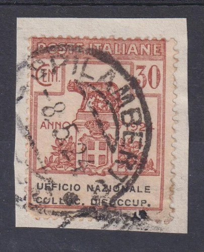 ITALY 1924 Franchise 30c used on piece, Ufficio Nazionale Colloc. / M793