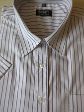 Infinity Man Herren Hemd Gr XL Neu Kurz Arm, Weiß Mit Schwarzen Streifen