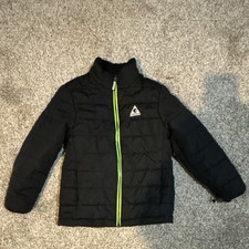 Gerry Unisex Kids Black Puffer Jacket Size 7/8 with Green Zipper Accent