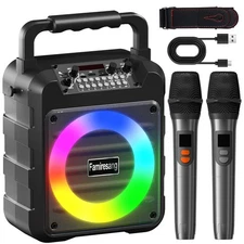 Karaoke Machine for Adults Bluetooth Speaker with Microphones, PA System, TF/...
