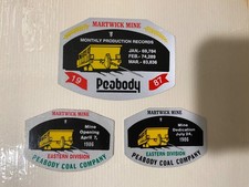 rare lot of 3 different Peabody Coal Co. Martwick Mine stickers