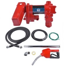 Red 12V 15GPM Fuel Transfer Pump w/ Discharge Hose  Auto Nozzle Kit for Diesel