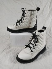 Wonder Nation Girls White/ Black Lace Zip Up Combat Styles Boots Size 13