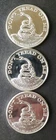 Lot of Three Money Metals Exchange 1oz Silver Don't Tread On Me Rounds
