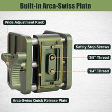 Universal Gun Rifle Clamp Shooting Tripod Rest with Arca-Swiss Rail 1/4" 3/8"...