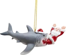 Shark Attack On Santa Claus Christmas Tree Funny Ornament