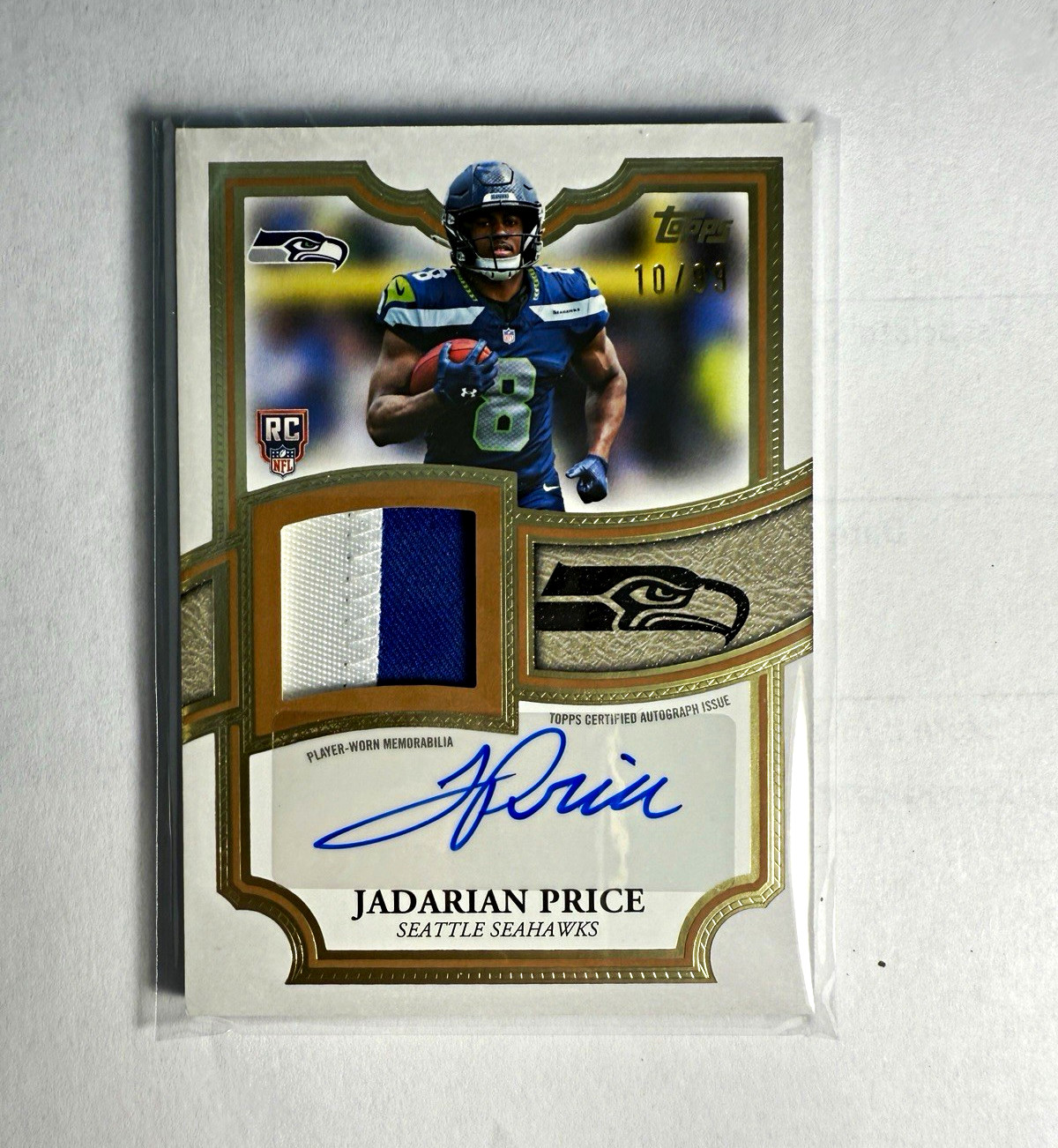 2026 Topps Flagship Jadarian Price Rookie Patch Auto RC /99 Seahawks RPA view 1