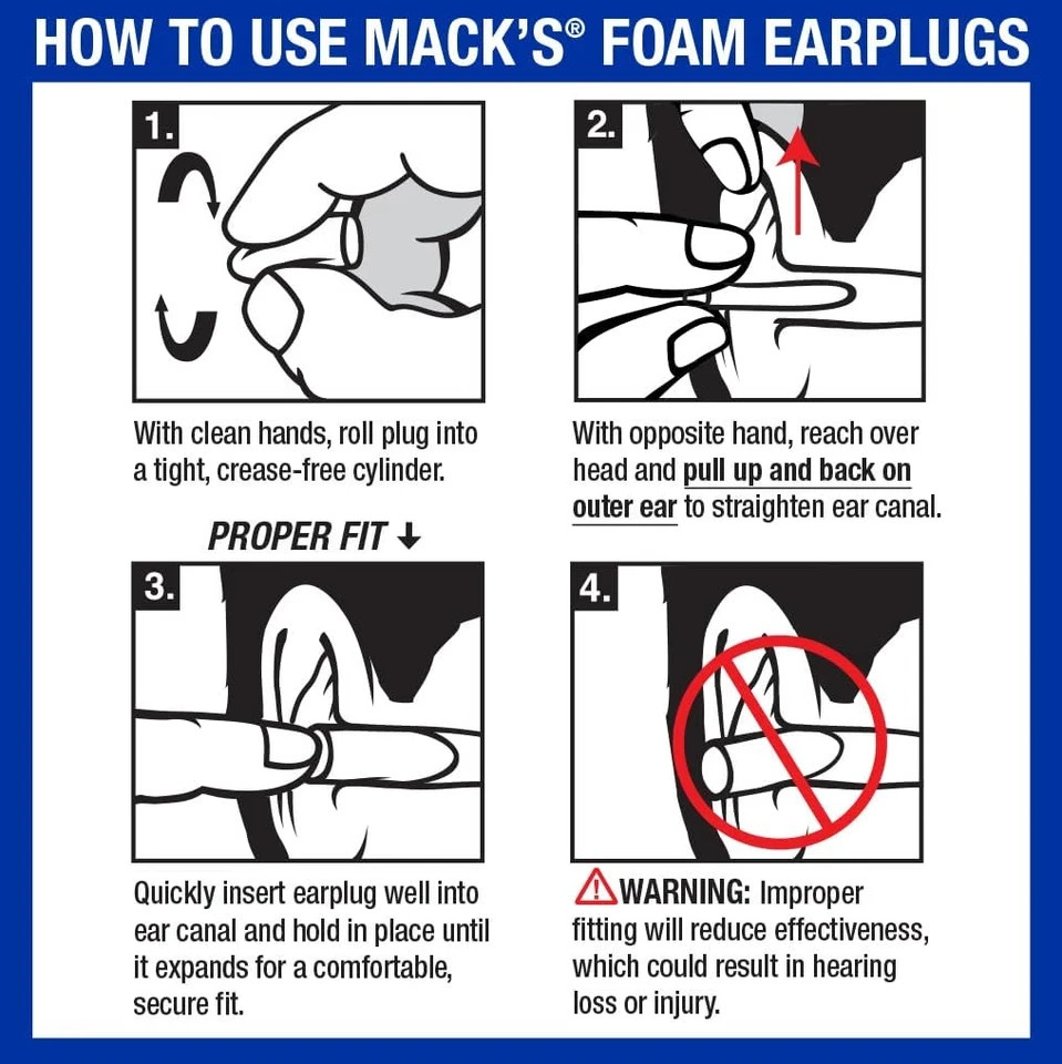 Mack'S Ultra Soft Foam Earplugs 50 Pair 33Db Highest NRR Comfortable Ear Pl NEW
