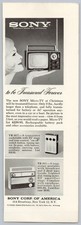 1962 Sony Micro-TV Television Vintage Print Ad: Retro TV & TransistorRadio Gifts