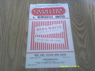 CHARLTON ATHLETIC V NEWCASTLE UNITED 1955 FOOTBALL PROGRAME