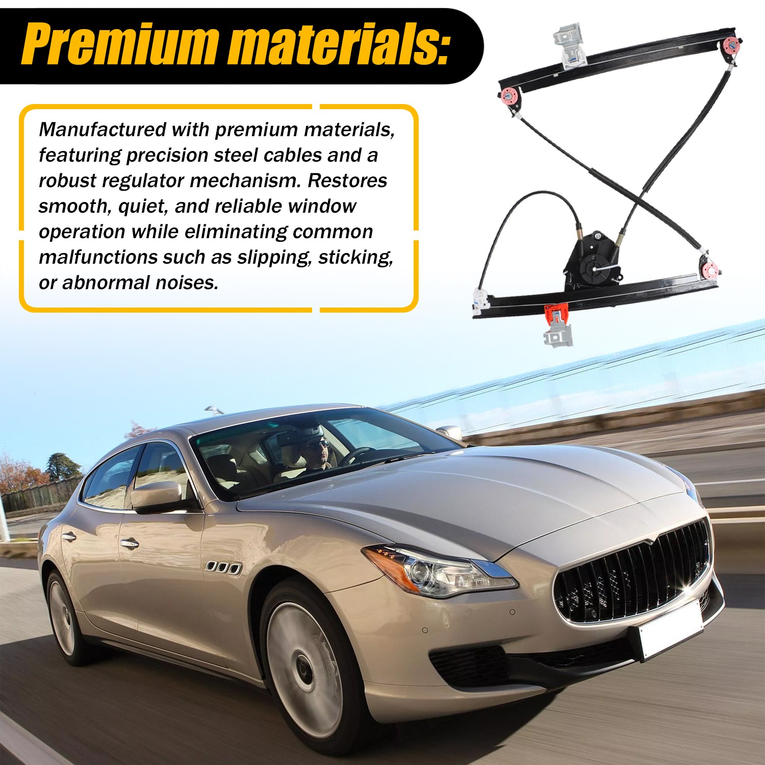 Right Rear Door Window Regulator for 03-2013 Maserati Quattroporte M139 66945400