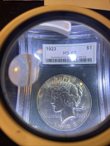 MS HIGH GRADE!  SILVER PEACE DOLLAR 1923 MS67 ! NUMISMATIC GRADING PROS!