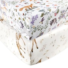 2 Pack 28x52 Fitted Crib Sheets, Woodland Animal, Soft, Breathable, Toddler