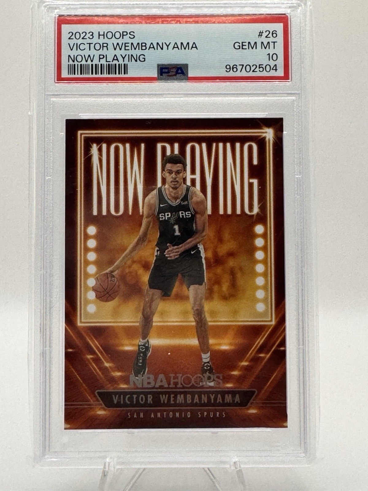 2023-24 Panini NBA HOOPS Now Playing Victor Wembanyama #26 (RC) PSA 10