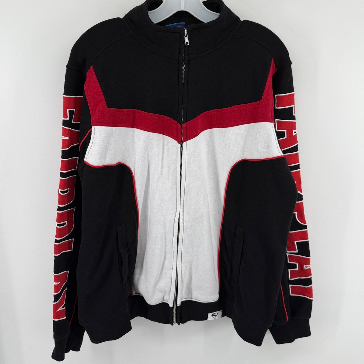 DC Studios Mr Terrific Hot Topic Zip Up Jacket Black Red FairPlay Mens Large View 2