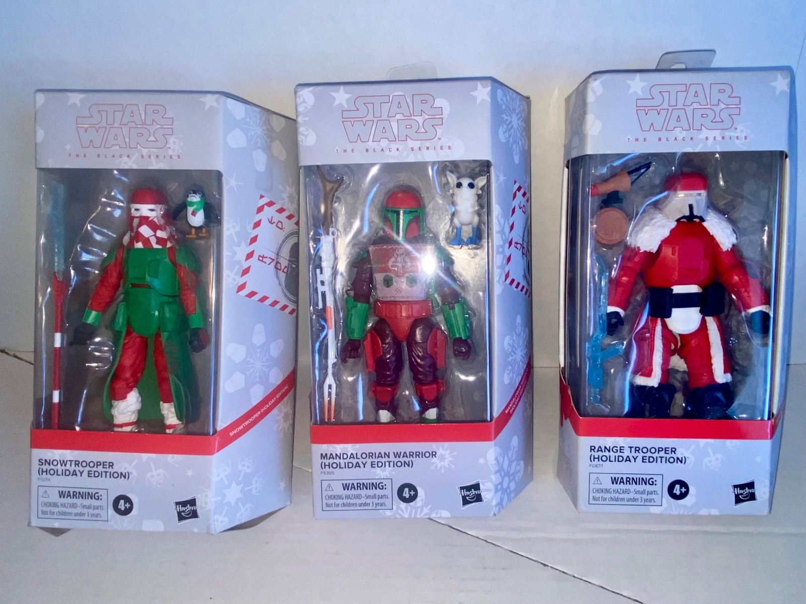 3 Star Wars Black Series Holiday Figures Snowtrooper Mando Biker Scout