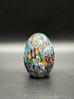 VTG Venetian Murano Handblown Satin Glass Millefiori Egg Paperweight w/ Sticker