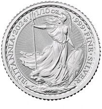 10 X 1/10oz #SILVER Britannia COINS  | 2024 | In Tube | 10x No | 0.999 Fine888