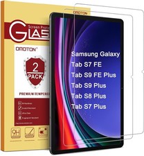 2 Pack Screen Protector for Samsung Galaxy Tab S7 FE/Tab S9 Plus, Tempered Glass