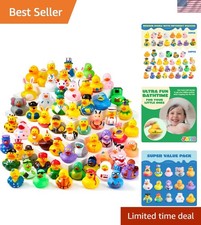 Bulk 240-Pack Mini Rubber Ducks, Assorted Designs, Bath Toys