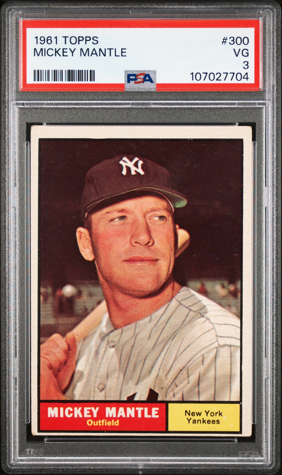 1961 TOPPS #300 MICKEY MANTLE PSA 3 view 1
