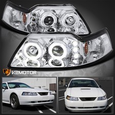 Black Fits 1999-2004 Ford Mustang Dual Halo Projector Headlights Leftright Pair Black Fits 1999-2004 Ford Mustang Dual Halo Projector Headlights Leftright Pair