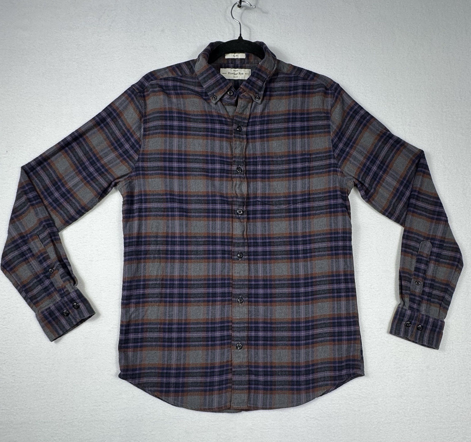 Hawker Rye Slim Fit Stretch Flannel Shirt Mens Small Plaid C