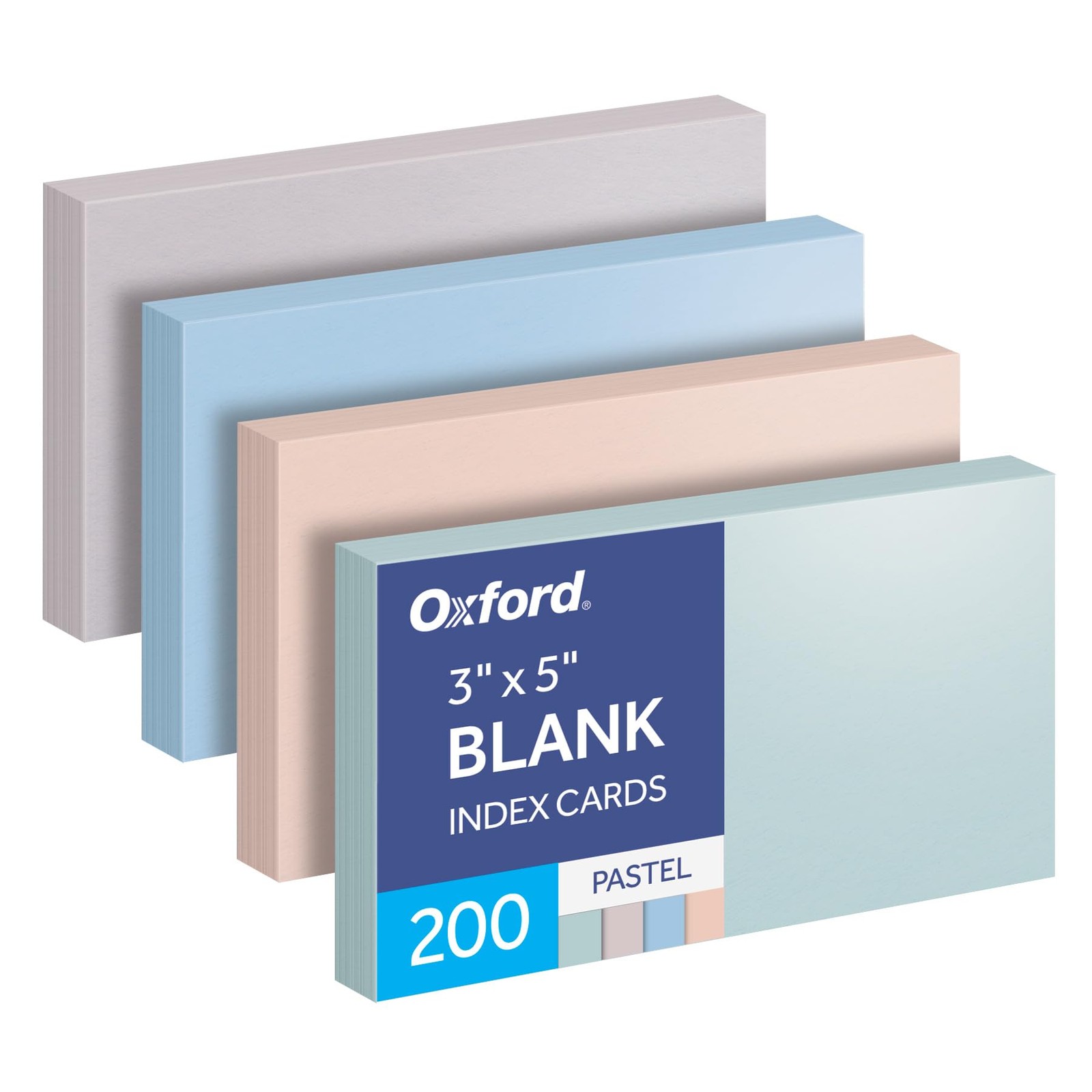 3" x 5", Assorted Pastel Colors: Gray, Peach, Light Blue and Green